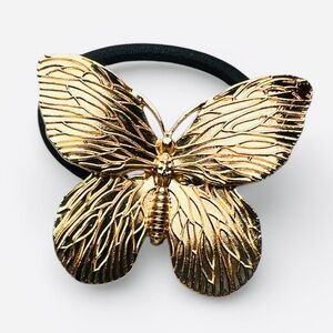 Textured Metal Butterfly Hair Tie New